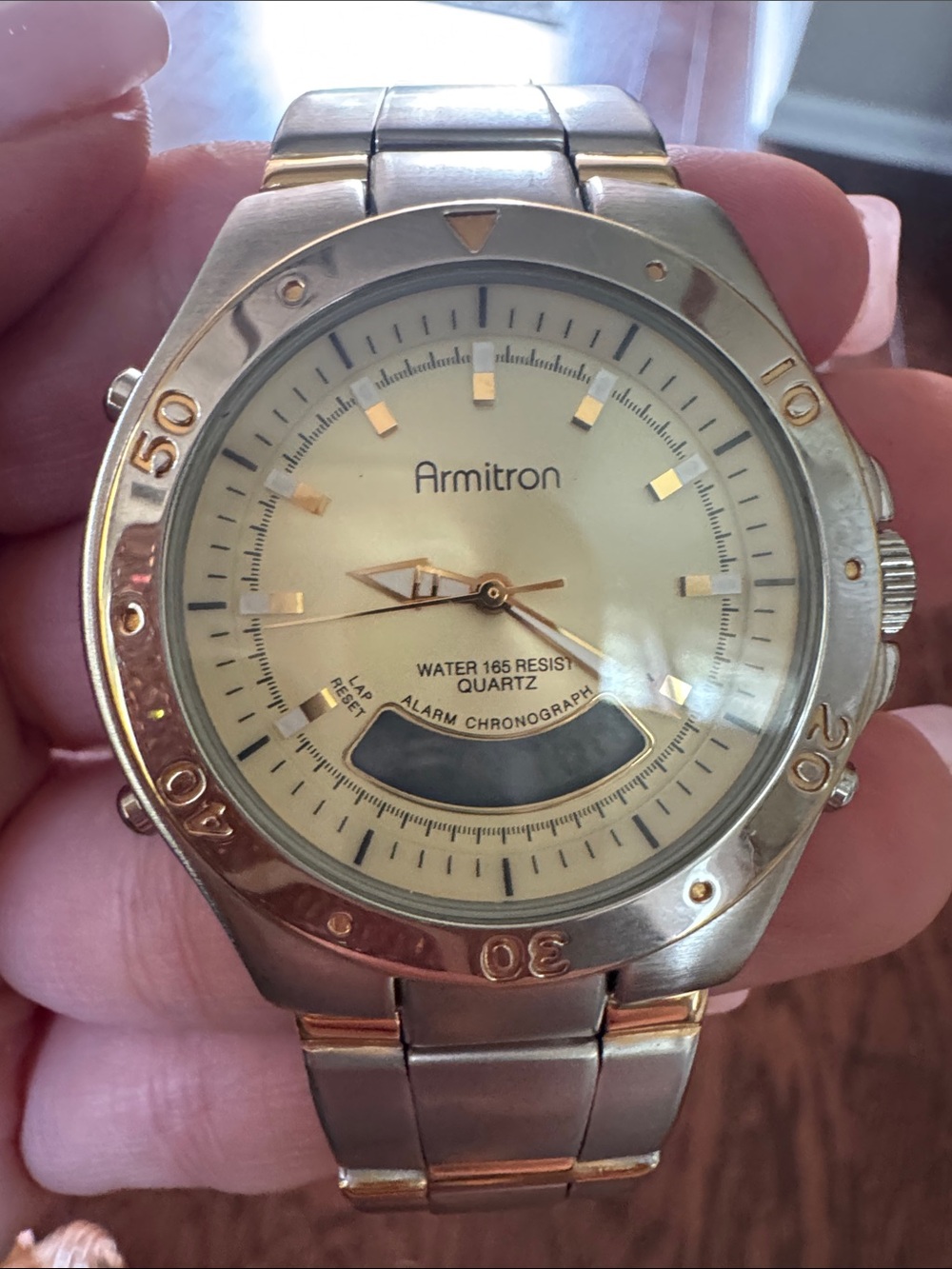 Armitron Gold Tone Two-Tone Analog-Digital Bracelet Watch